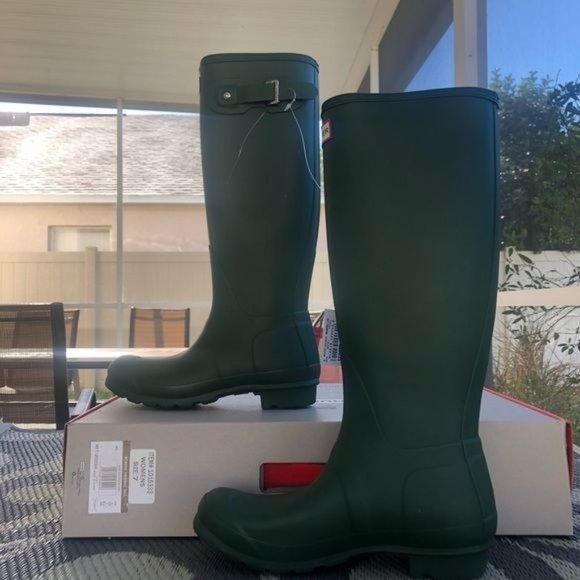 NWT Hunter women’s original tall green rain boots size 7 - Picture 3 of 5